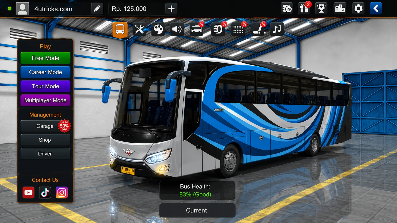 Bus Simulator Indonesia garage and vehicle options